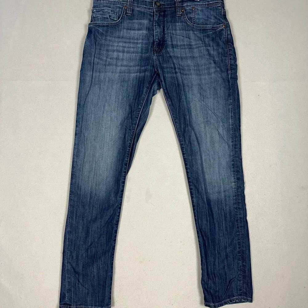 Mavi Jake Jeans Mens 34X32 Blue Slim Leg Regular Rise Tapered Fit Stretch Denim